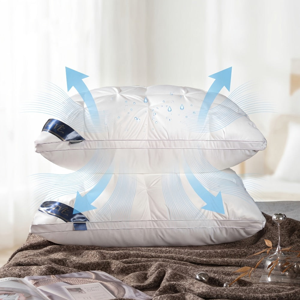 Two-Piece Bed Pillow Set in Six Colors and Queen or King Checkout Sizes for Bedroom Use for Home and Everyday Use