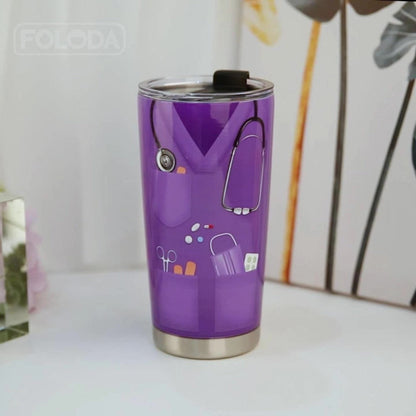 Insulated Tumbler 20oz Nurse Graphic Stainless Steel Vacuum Travel Mug in Four Color Options