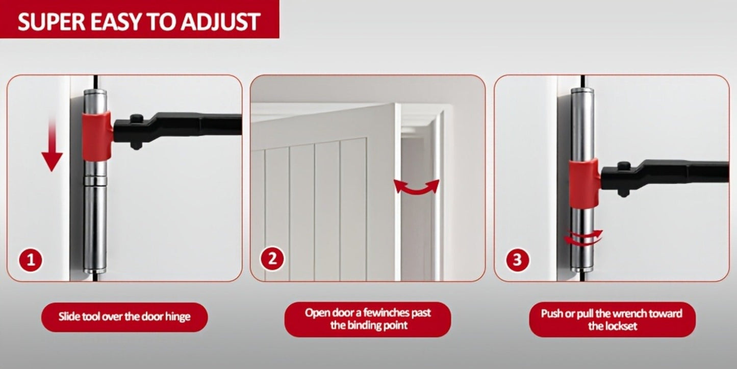 Six-in-One Door Hinge Gap Adjustment Wrench Set with Steel Bender Handle and Six Size Heads