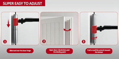 Six-in-One Door Hinge Gap Adjustment Wrench Set with Steel Bender Handle and Six Size Heads