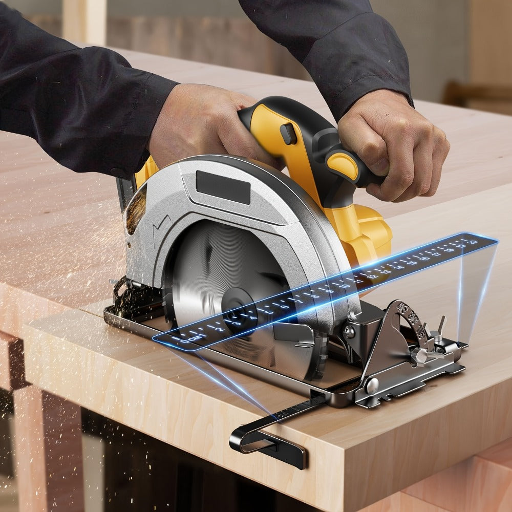 Cordless Circular Saw Compatible with DeWalt 20V MAX Battery | 7-Inch Brushless Electric Saw, 0-50° Bevel, 2 Blades Included – Woodworking, Stone & Plastic Cutting