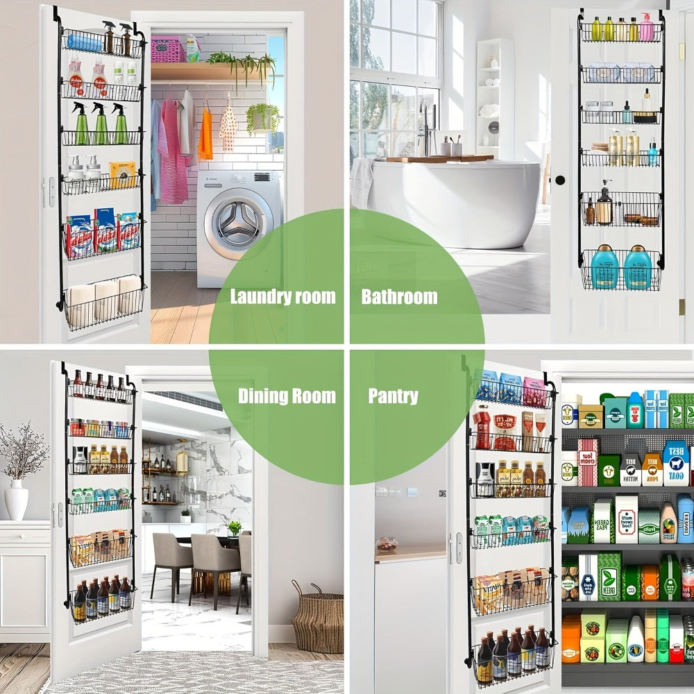 Over-the-Door Organizer Rack in 6- or 8-Tier Options with White or Black Frame Size Choices