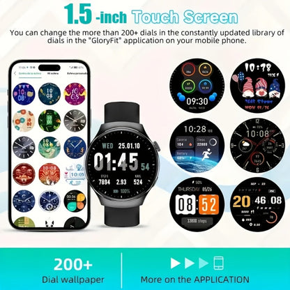 Alarm Smartwatch with Silicone Strap – Wireless Calling, Pedometer, Calorie Tracker, Music Playback, Remote Camera & Multi-Sport Modes – Unisex Men & Women Silver Black