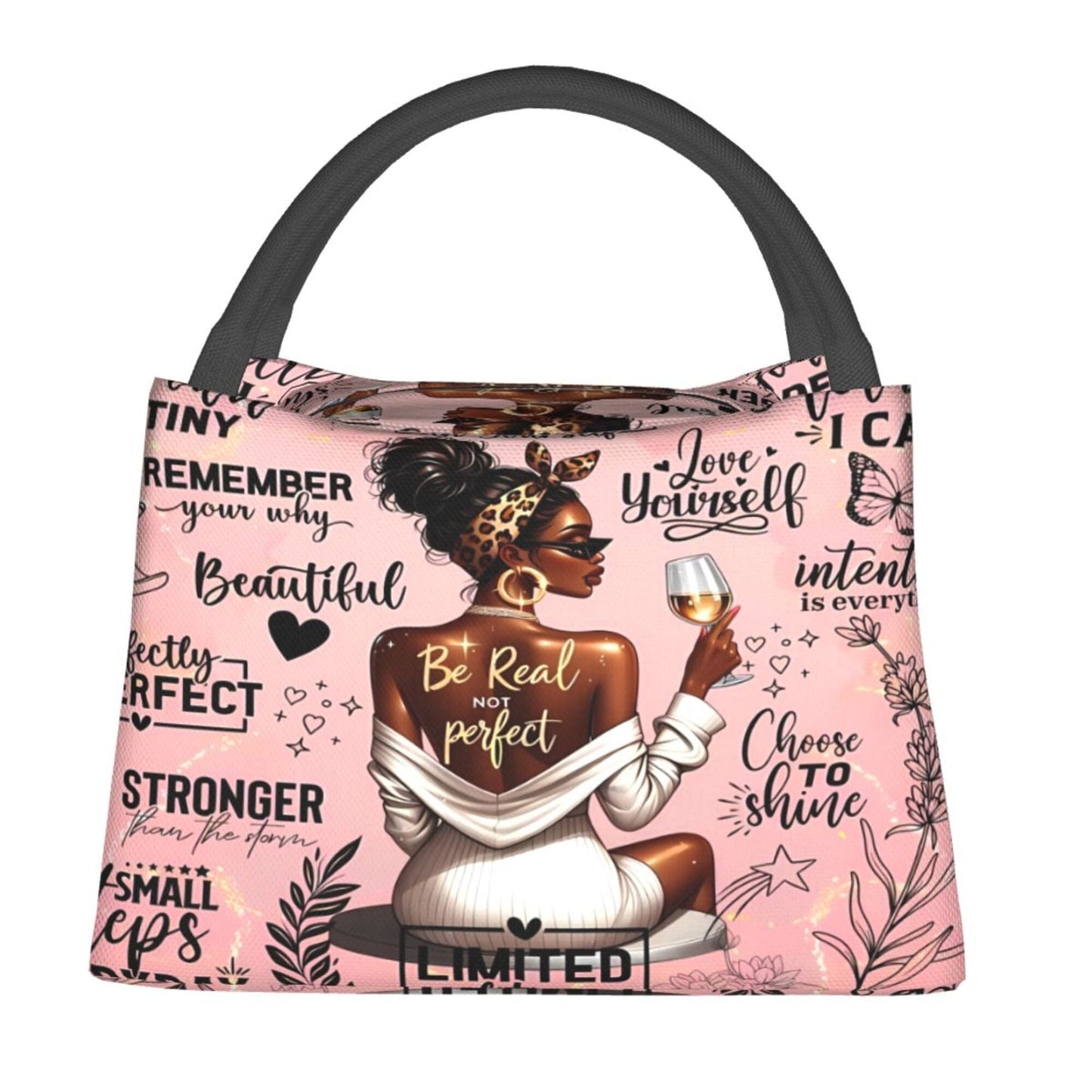 Insulated Lunch Bag with Wine-Tasting Pattern and 10.6 x 6.3 x 6.7 Inch Checkout Size for Daily Carry