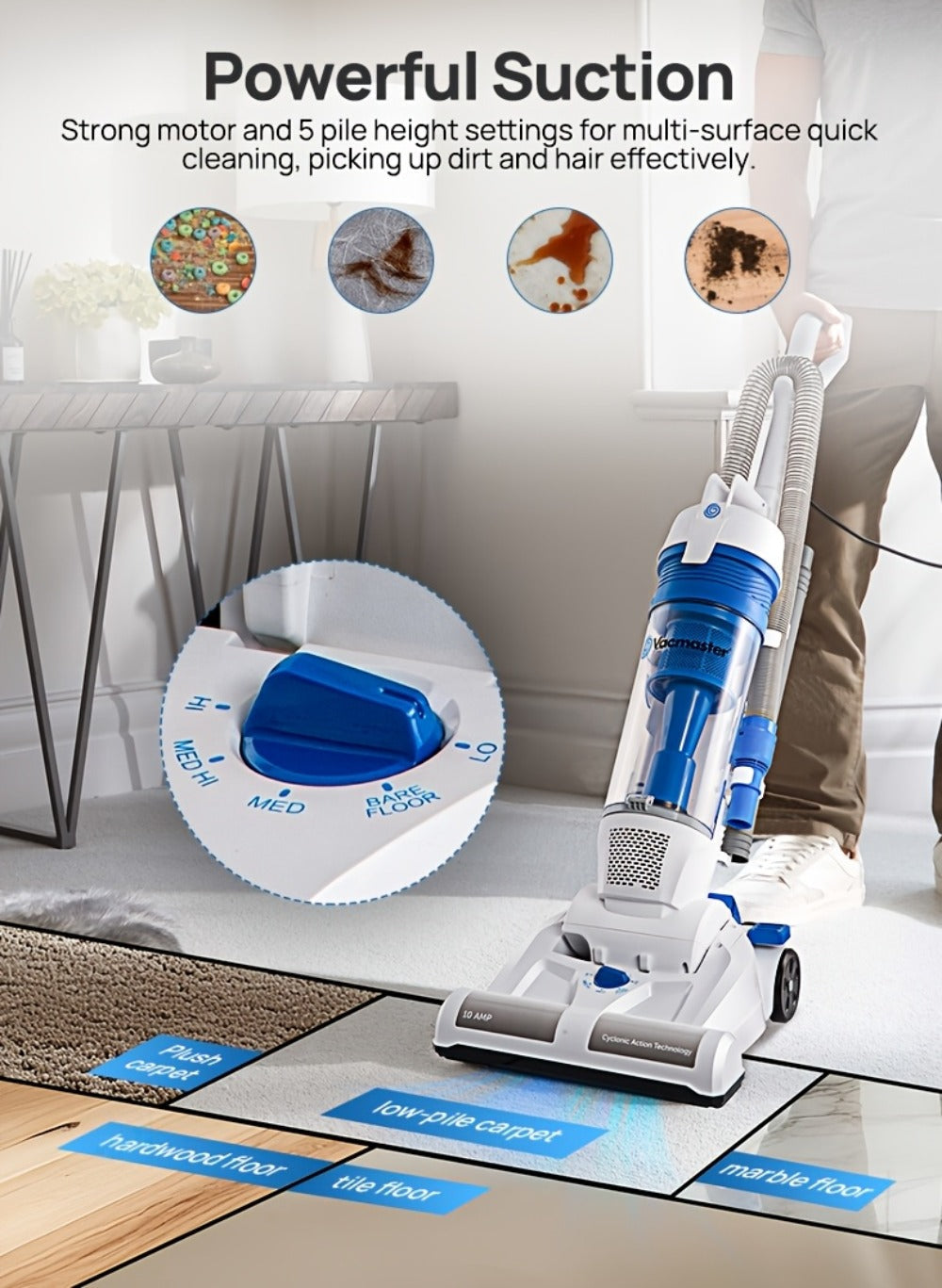 Vacmaster UC0101 Bagless Upright Vacuum Cleaner with 13-Inch Cleaning Path, 20-Foot Cord and Hand Tools