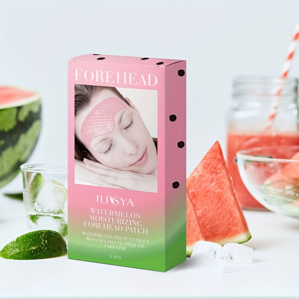 Watermelon Forehead Patches 15pcs Caffeine Collagen Niacinamide Ultra Hydrating Moisturizing Brightening De-Puffing Daily Facial Skin Care for Women All Skin Types