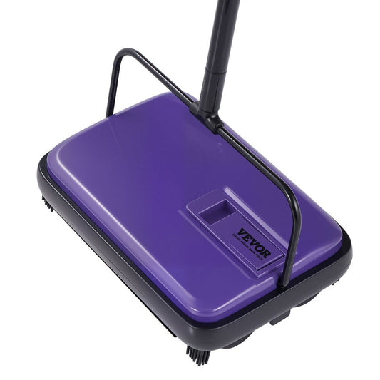 Manual Carpet Sweeper Push Non-Electric 300ml Dustbin 6.7in Width 180° Rotating Head Quiet Floor Sweeper for Home Office Pet Hair Hardwood Tile