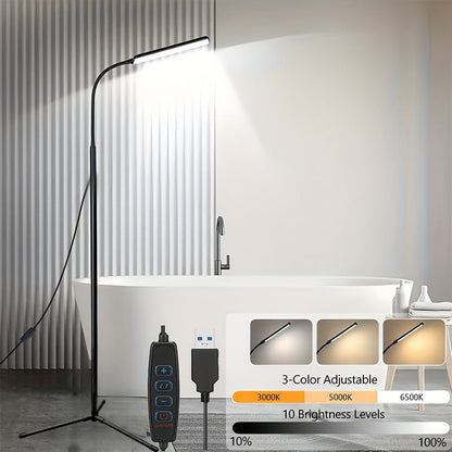 45.6-Inch Gooseneck LED Floor Lamp with Three Color Labels, Ten Brightness Levels and Inline Control