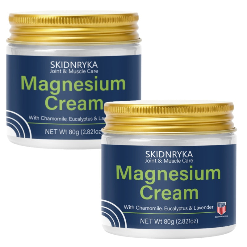 Body Cream SKIDNRYKA Magnesium 80g Jars Two-Piece Set with Chamomile Eucalyptus and Lavender Callouts