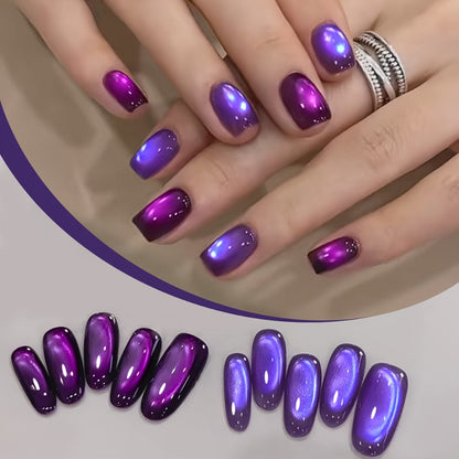 Gel Nail Polish Set with XEIJAYI Label, 4 Purple Iridescent Cat Eye Colors and M130 Gel Shade