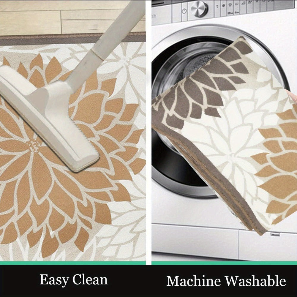 Floral Medallion Hallway Runner in Brown or Grey with 2 × 6, 2 × 8 and 2 × 10 ft Options for Home Decor