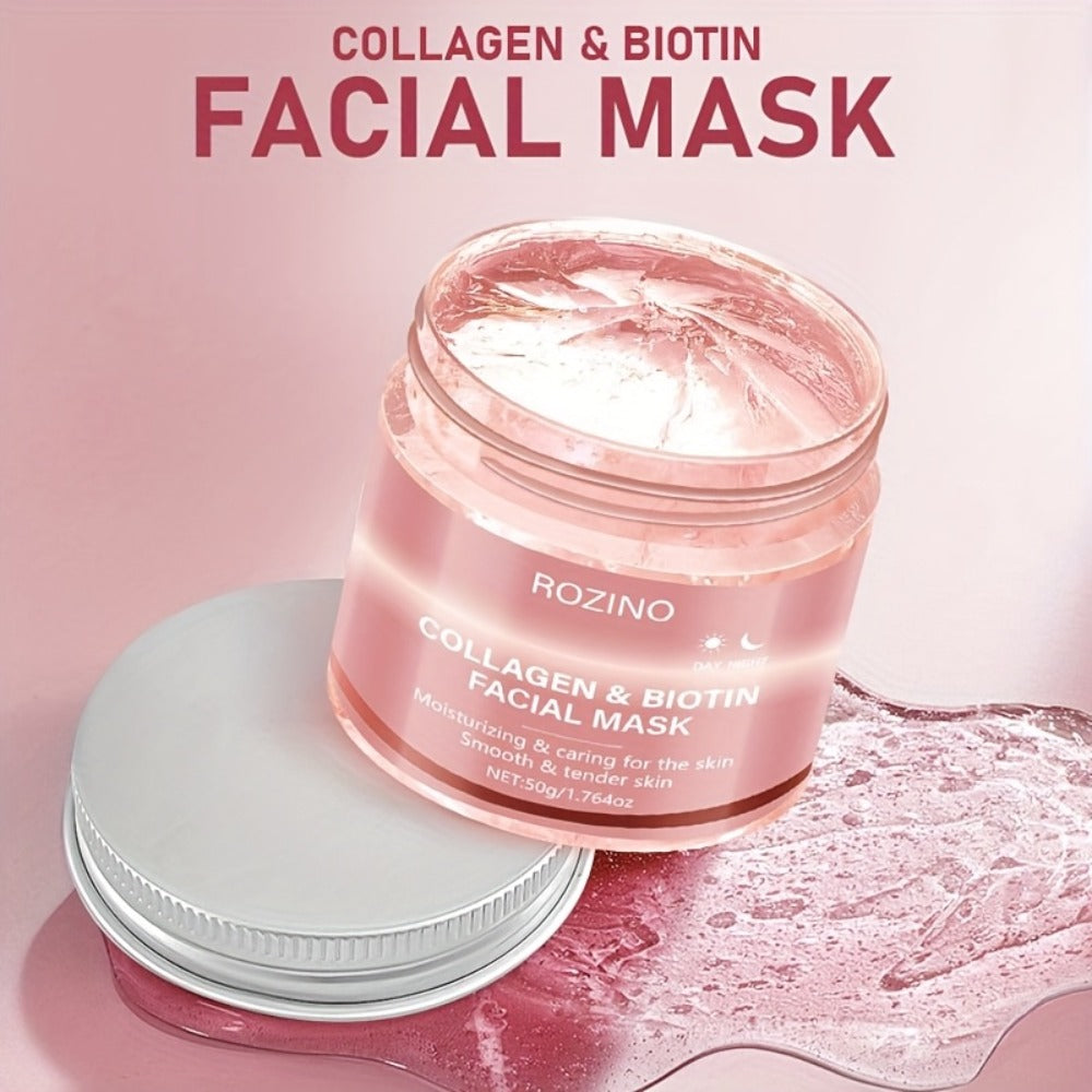 Biotin Collagen Face Mask 50g, Hydrating Anti-Aging Skin Firming Mask, Day & Night Brightening Treatment, Smooths Wrinkles & Plumps Skin for Youthful Radiant Complexion – Ideal Skincare Gift for Women