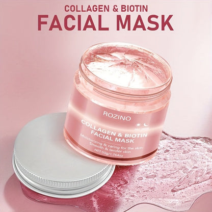 Biotin Collagen Face Mask 50g, Hydrating Anti-Aging Skin Firming Mask, Day & Night Brightening Treatment, Smooths Wrinkles & Plumps Skin for Youthful Radiant Complexion – Ideal Skincare Gift for Women
