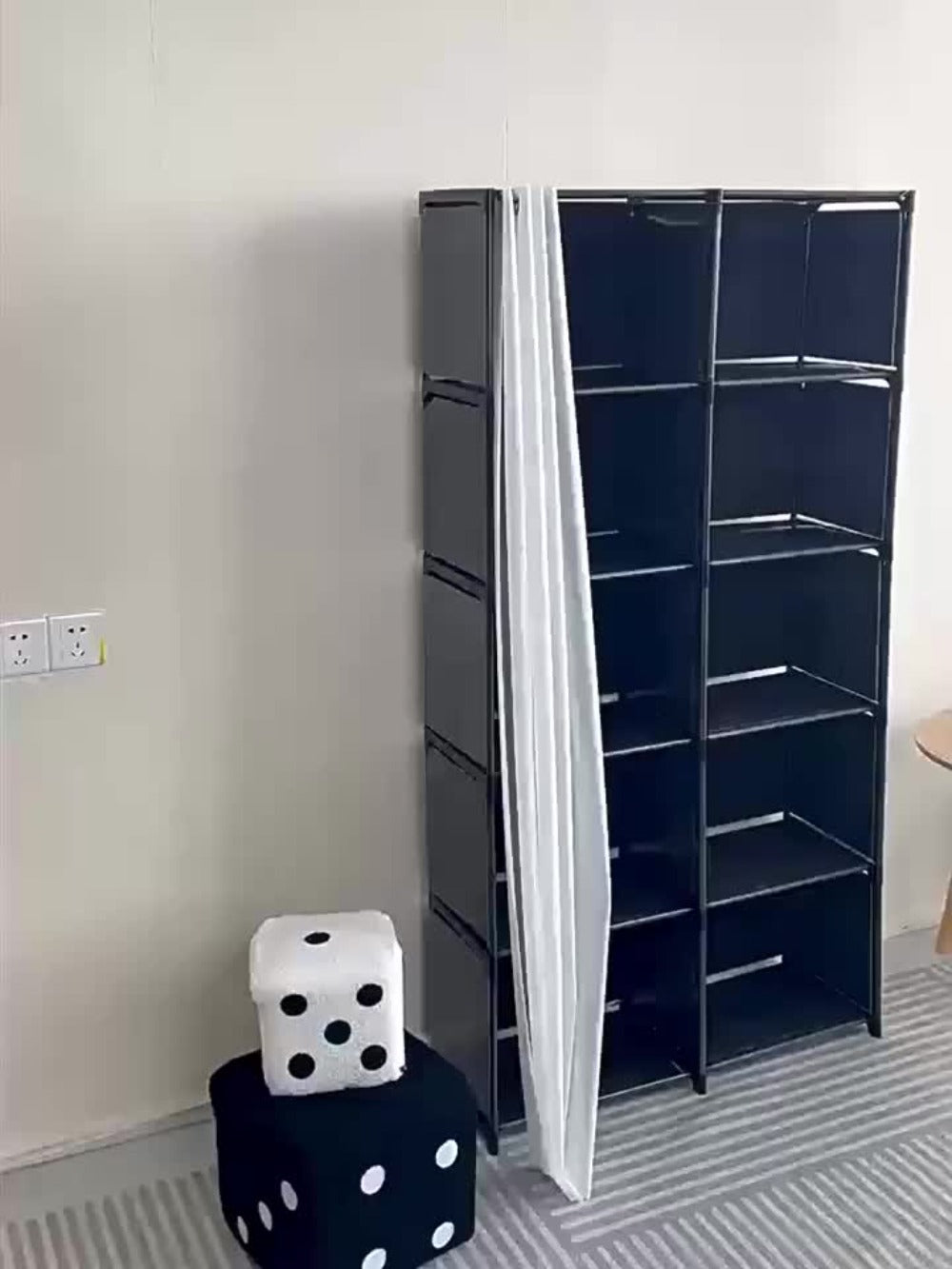 Clothing Rack Storage Organizer Single or Double Row, 15.75 or 31.5 Inch in Black or White