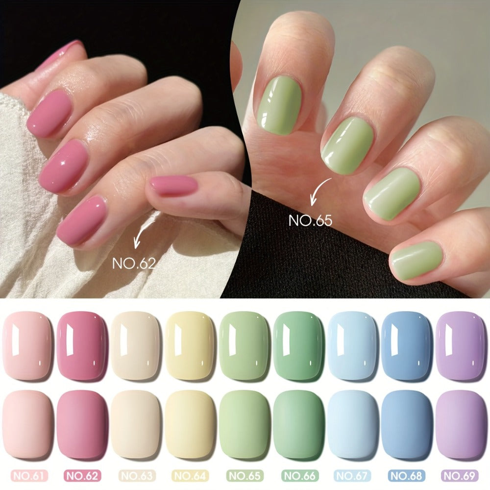 Gel Nail Polish – Set 9 Colors Macaron Pastel in Square Bottles — High Saturation UV LED Cure Chip-Resistant Long-Lasting Kit for Women…