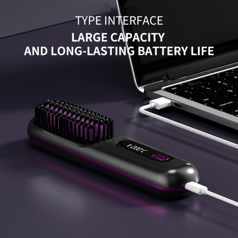 Cordless Mini Hair Straightener Wireless Flat Iron USB Rechargeable 2000mAh 3-Speed Adjustable Temp LED Display Professional Styling Smooth Shiny Hair Travel Home Black White
