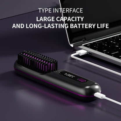 Cordless Mini Hair Straightener Wireless Flat Iron USB Rechargeable 2000mAh 3-Speed Adjustable Temp LED Display Professional Styling Smooth Shiny Hair Travel Home Black White