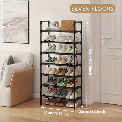Black Multi-Tier Shoe Rack in 3 to 8-Tier Options, 23.62 Inch Wide for Entryways and Closets