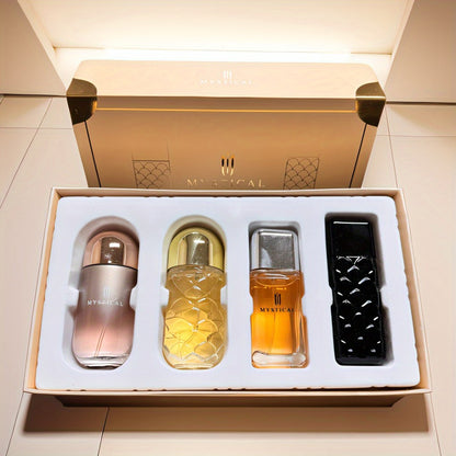 Perfume Gift Set 4 Pieces Travel Size Mini Spray - Long Lasting Fresh Floral Fragrance for Women and Men Unisex Portable Set Mother's Day Valentine Birthday
