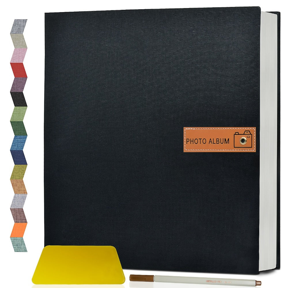 Self-Adhesive Linen Photo Album with 40- or 60-Page Options, Two Cover Sizes, Metal Pen and 12 Colors