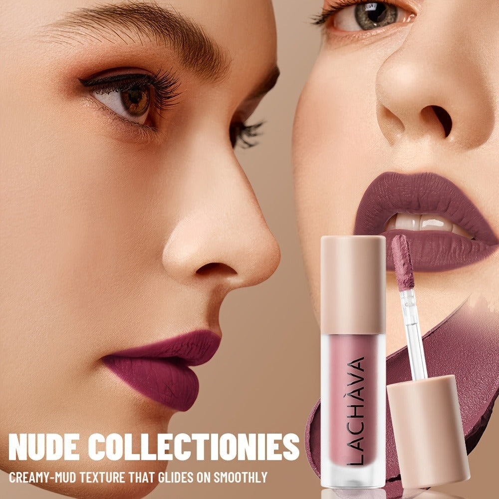 Velvet Matte Liquid Lip Color in Five Coordinated Nude-Tone Shades with 7.4cm Square Tube and Wand