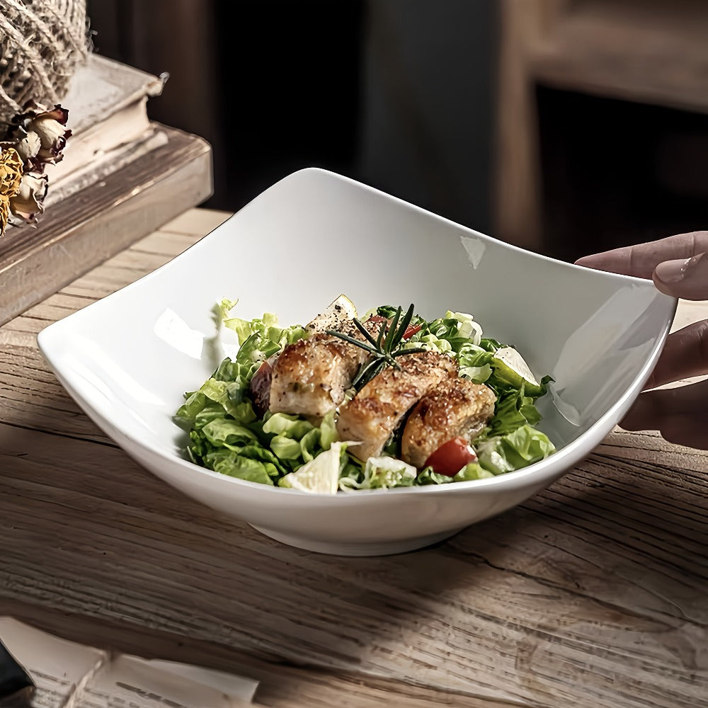 White Bowl and Plate Set in 4-, 8- or 16-Piece Configurations for Picnics, Parties and Everyday Serving