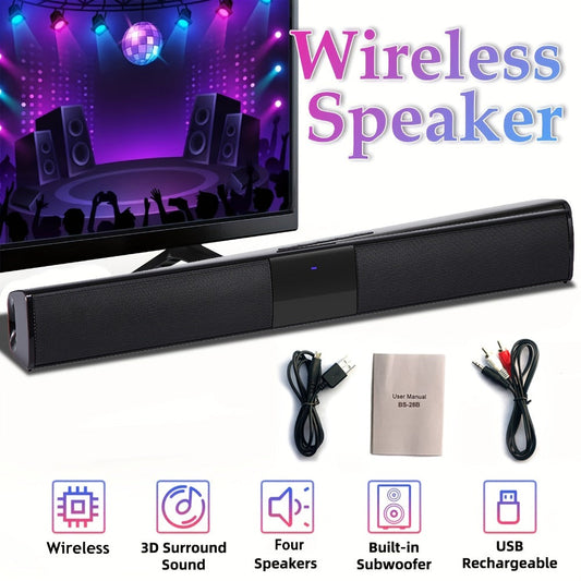 Deep Bass Soundbar with Subwoofer for Smart TV – 22" Wireless Bluetooth 5.0 Surround Sound System, TF/AUX/RCA/TWS, Home Theater Speaker for PC, Gaming, Projector, Studio, Live & Stage