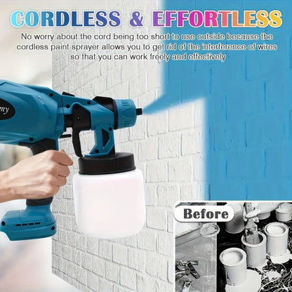 HVLP Paint Sprayer Electric Spray Gun with 3 Spray Patterns & 27oz Container – Cordless Airless Sprayer for House Painting, Furniture, Cabinets, Fence, Walls, Doors, Car DIY Projects