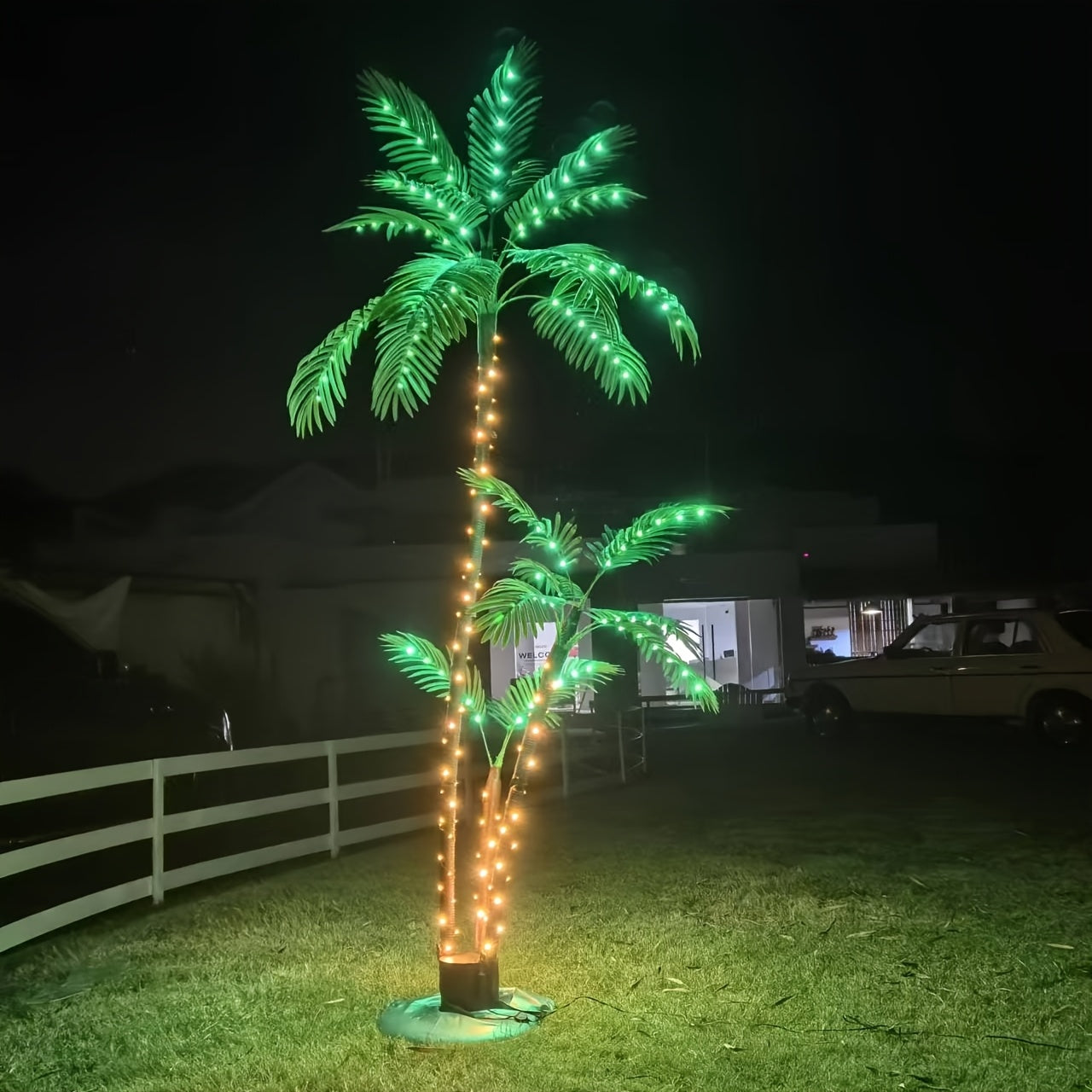 Seven-Foot Solar Palm Tree Light with 260 LEDs, Three Trunks, Remote Control and Eight Modes