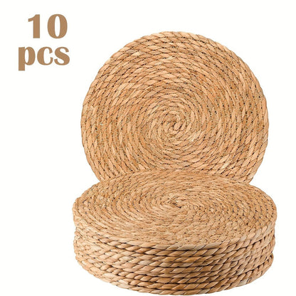 Round Braided Table Placemats in 6-, 10-, 20-, 30- or 50-Piece Options with 12-Inch Diameter