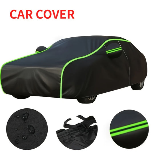 Outdoor Car Cover Waterproof Heavy Duty - Thickened High-Grade Polyester Sun Rain Snow UV Protection, Black All-Weather Cover for Sedan SUV, Sizes L XL XXL YL YXL YXXL