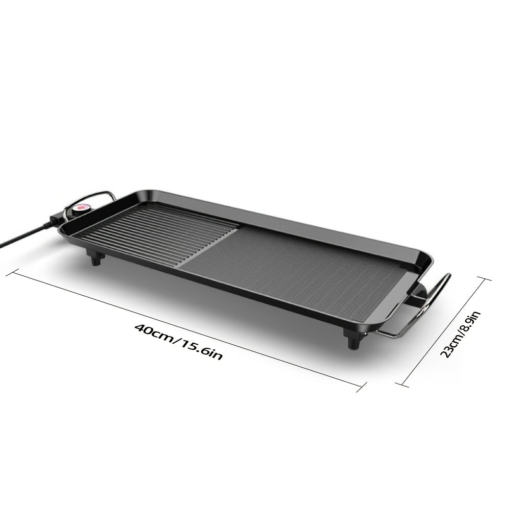 Indoor Electric Grill Smokeless, Non-Stick BBQ Griddle with Adjustable Temperature & Drip Tray