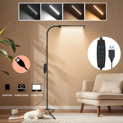45.6-Inch Gooseneck LED Floor Lamp with Three Color Labels, Ten Brightness Levels and Inline Control