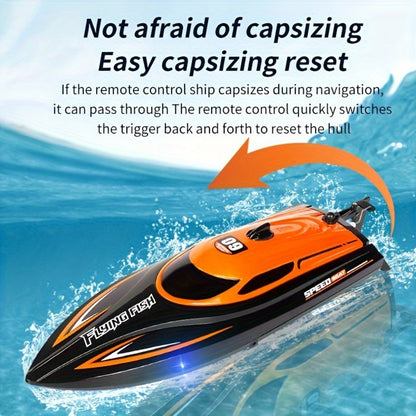 RC Speedboat 30KM/H with LED Night Navigation Lights – 2.4GHz High Speed Remote Control Boat Anti-Capsizing Water Cooling System Pool Lake RC Toy for Kids Adults, Best Birthday Summer Gift