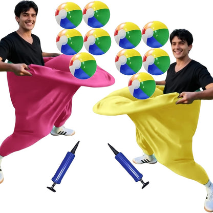 Inflatable Granny-Pants Yard Game Sets with One- or Two-Pants Options, 6 or 12 Balls and Pumps