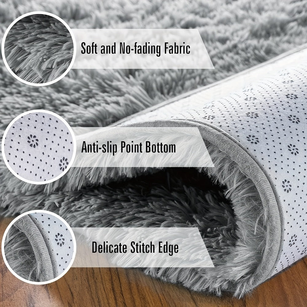 Shaggy Area Rug Soft Plush Fuzzy Carpet Non-Slip Tie-Dye Design for Bedroom Living Room Nursery Dorm — Pet Friendly Machine Washable Multiple Sizes & Colors