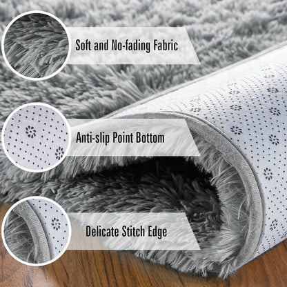 Shaggy Area Rug Soft Plush Fuzzy Carpet Non-Slip Tie-Dye Design for Bedroom Living Room Nursery Dorm — Pet Friendly Machine Washable Multiple Sizes & Colors