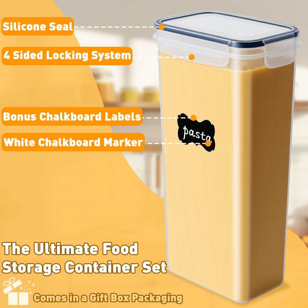 Airtight Food Storage Containers with Lids, BPA Free Leakproof Stackable Kitchen Organizer Set for Grain Nuts Cereal Pasta Dog Cat Food, with Labels & Marker