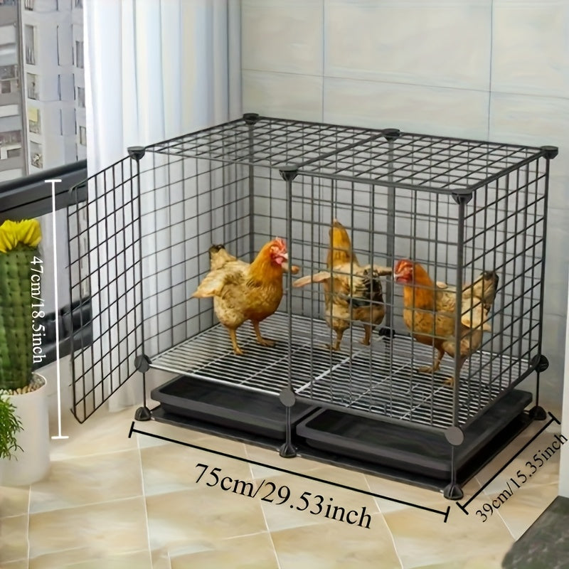 Small Animal Playpen & Pet Cage with Removable Tray | Indoor Outdoor Enclosure for Rabbits, Chickens, Ducks, Birds & Small Pets – Secure Lock, Easy Assembly, 29x15x18"