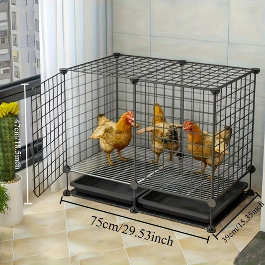 Small Animal Playpen & Pet Cage with Removable Tray | Indoor Outdoor Enclosure for Rabbits, Chickens, Ducks, Birds & Small Pets – Secure Lock, Easy Assembly, 29x15x18"