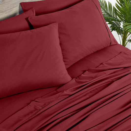 Sheet Set, 2000-Thread-Count 50% Microfiber and 50% Bamboo Blend with 16-Inch Fitted Pocket and Size-Based Pieces