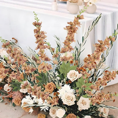 Artificial Flowers Eight-Piece Delphinium Larkspur Set with 33.5-Inch Silk Stems in 11 Colors