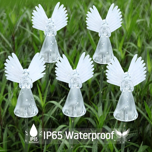 Solar Garden Lights Color-Changing Angel Stakes with 7-Color LEDs in 2- or 4-Pack Sets for Memorial Decor
