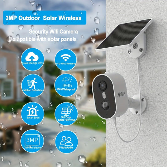 3MP Driveway Outdoor Security Camera with PIR Human Detection – AI Motion Alert, Full Color Night Vision, Two-Way Audio, Siren Alarm, 5000mAh Battery, Alexa Compatible