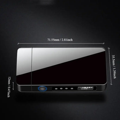 Flip-Top Dual-Arc Electric Lighter with Power Display in Three Black and Blue Color Options