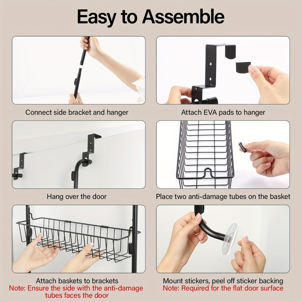 Over-the-Door Organizer Rack in 6- or 8-Tier Options with White or Black Frame Size Choices