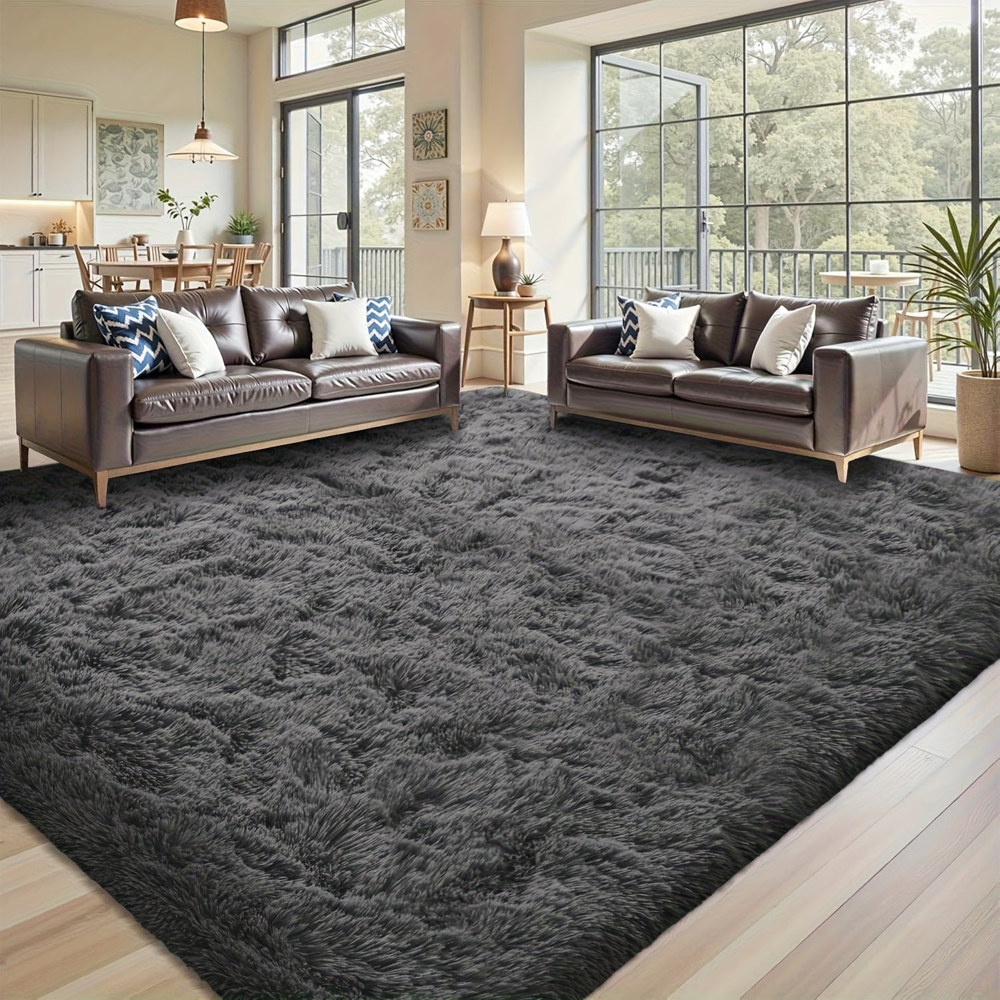 Shaggy Area Rug Soft Plush Fuzzy Carpet Non-Slip Tie-Dye Design for Bedroom Living Room Nursery Dorm — Pet Friendly Machine Washable Multiple Sizes & Colors