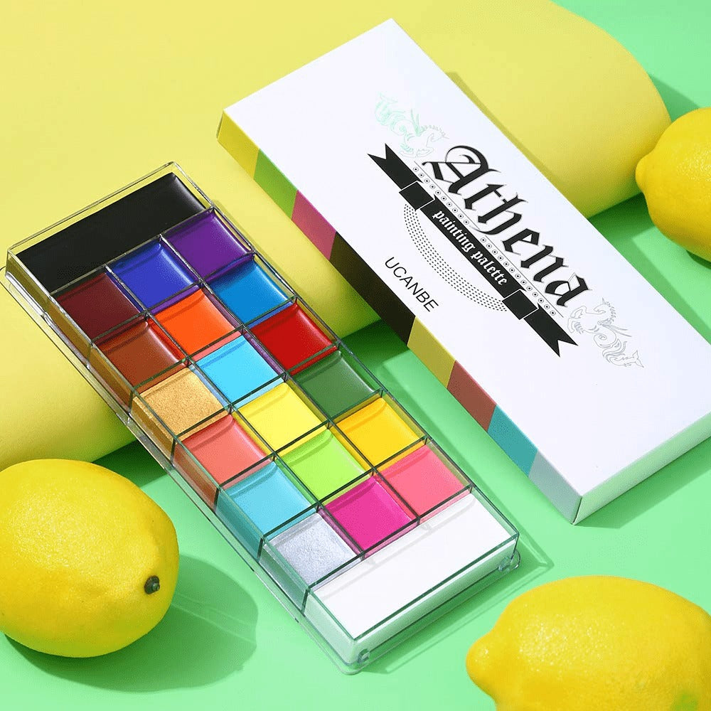 Oil-Based Face Body Paint Palette 20 Colors 168g - Halloween SFX Makeup Kit Black White Flash Tattoo Cosplay