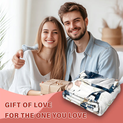 NANA Floral Letter Print Flannel Blanket in White with 30 x 40, 40 x 50 or 50 x 60-Inch Size Options