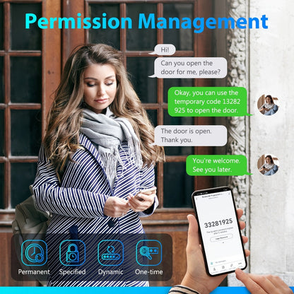 5-in-1 Smart Door Lock Handle with Fingerprint, App, Passcode, IC Card & Key - Anti-Peep, Left & Right Hand Compatible, Keyless Entry for Home, Office & Apartment, 2 IC Cards & 2 Keys Included